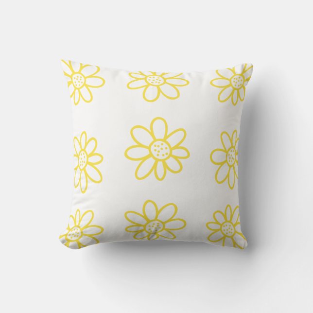 Cute Yellow Flowers Throw Pillow (Front)