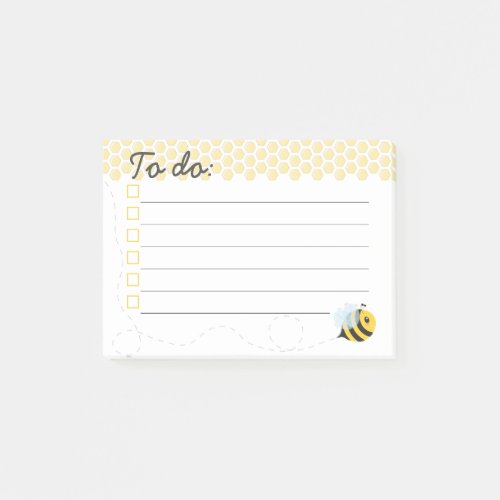 Cute Yellow Flying Honey Bee Honeycomb Post_it Notes