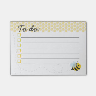 Cute Yellow Flying Honey Bee Honeycomb Post-it Notes