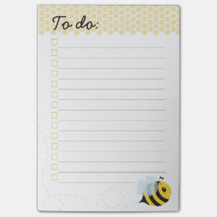 Cute Yellow Flying Honey Bee Honeycomb Post-it Notes