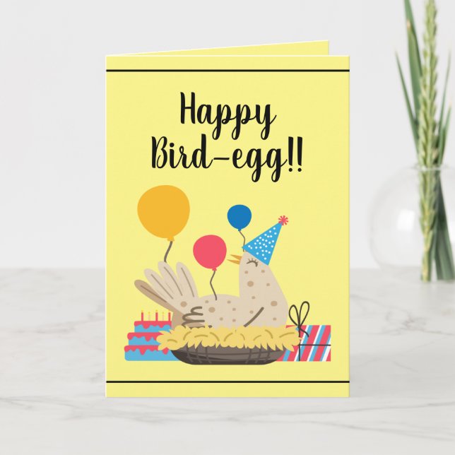 Cute Yellow Funny Chicken Humor Balloons Birthday Card (Front)