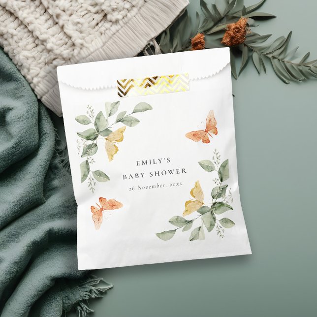 Cute Yellow Garden Foliage Butterflies Baby Shower Favor Bag (Creator Uploaded)