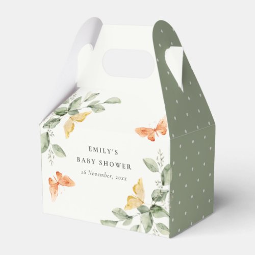 Cute Yellow Garden Foliage Butterflies Baby Shower Favor Boxes