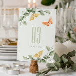 Cute Yellow Garden Foliage Butterflies Wedding Table Number<br><div class="desc">If you need any further customisation please feel free to message me on yellowfebstudio@gmail.com.</div>