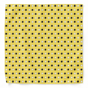 Cute Yellow Geometric Pattern White & Black Stars Bandana