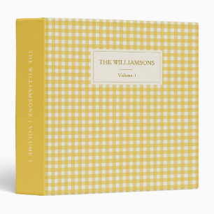 Cute Yellow Gingham Personalized Family Photo 3 Ring Binder