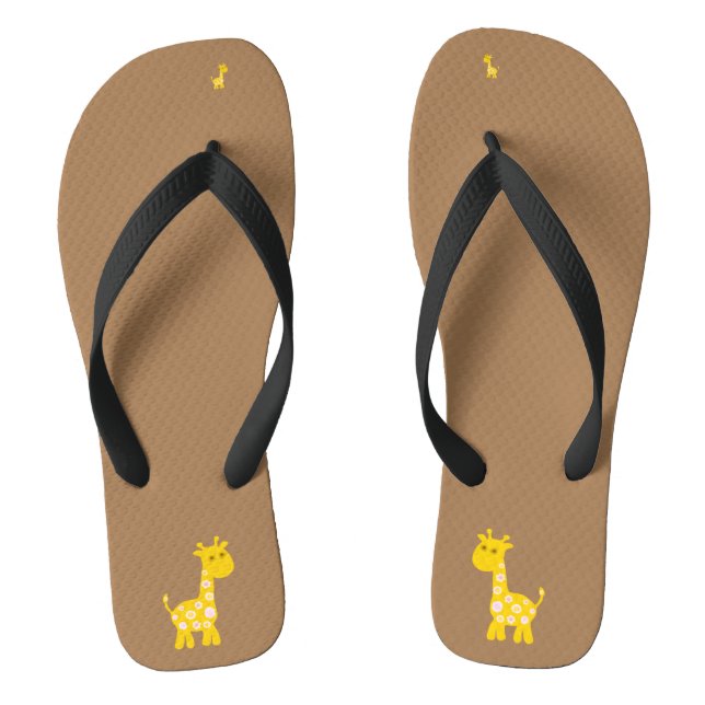 Cute Yellow Giraffe Flower  Flip Flops (Footbed)