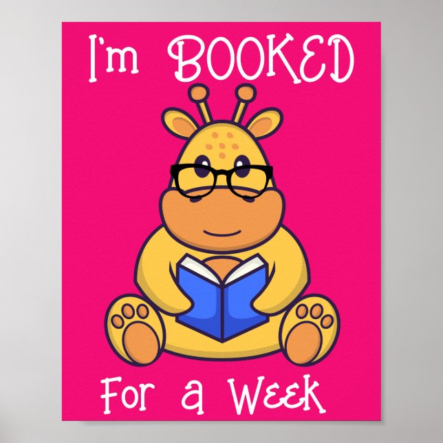 Cute yellow Giraffe reading book  Poster (Front)