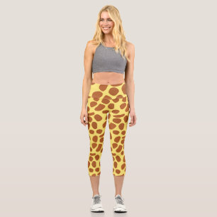 Cute yellow giraffe skin pattern capri leggings