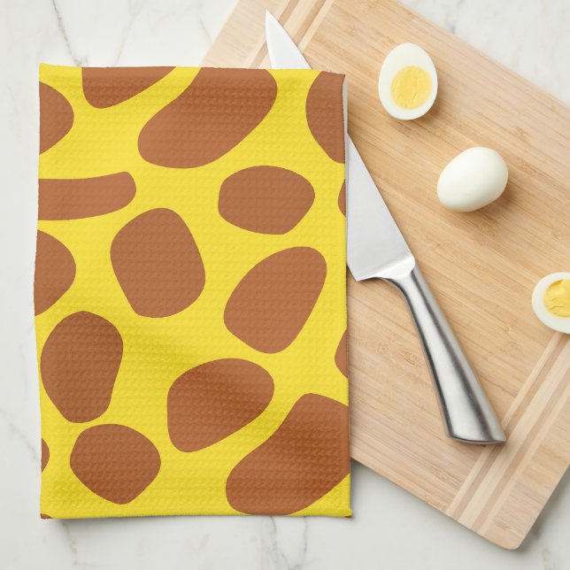 Cute yellow giraffe skin seamless pattern kitchen towel (Quarter Fold)