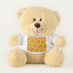 Cute yellow giraffe skin seamless pattern teddy bear