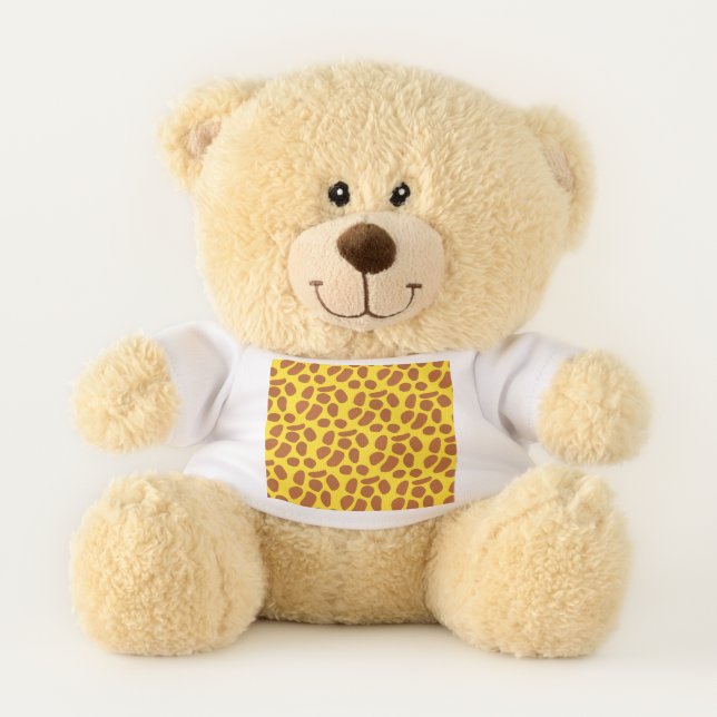 Cute yellow giraffe skin seamless pattern teddy bear (Front)