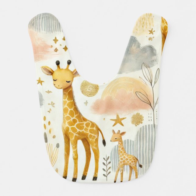 Cute Yellow Giraffe Warm Baby Nursery Bib (Front)