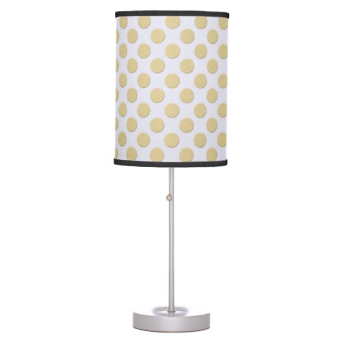 Cute Yellow Gold over White Polka Dots Table Lamp