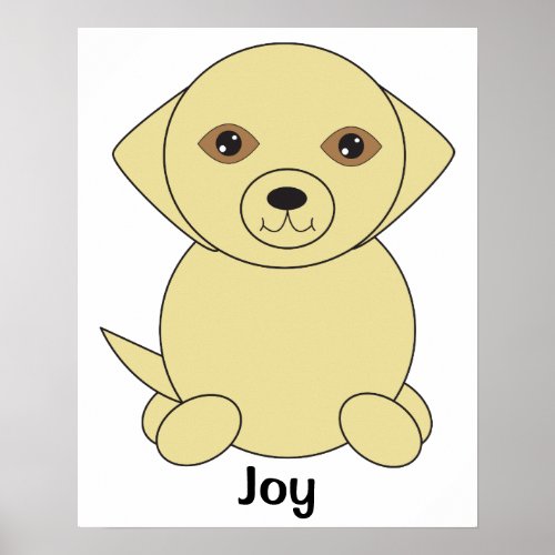 Cute Yellow Golden Retriever Lab Dog Personalize Poster