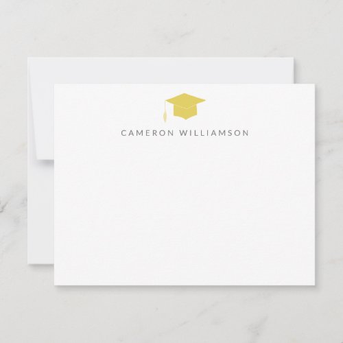 Cute Yellow Graduation Personalized Grad Name Thank You Card