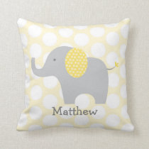 Cute Yellow & Grey Elephant Personalized Pillow