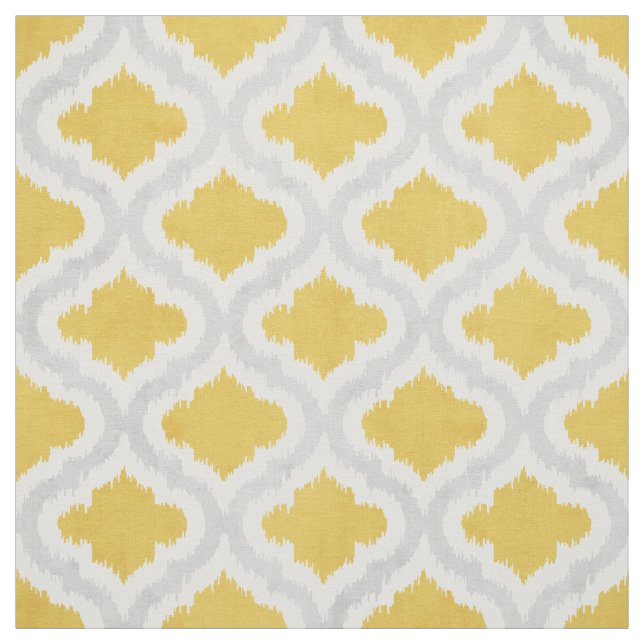 Cute yellow grey ikat Moroccan pattern Fabric (Swatch)