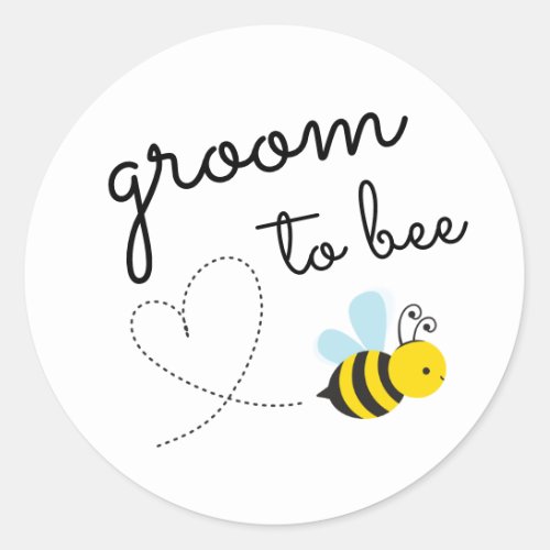 Cute Yellow Groom To Bee Classic Round Sticker