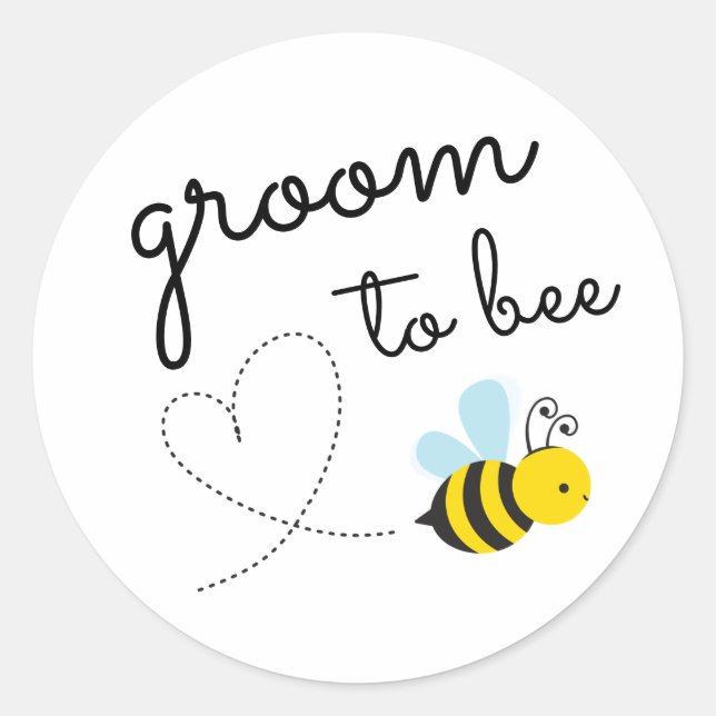 Cute Yellow Groom To Bee Classic Round Sticker (Front)