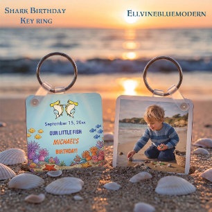 Cute Yellow Hammerhead Shark Ocean Birthday Photo  Keychain