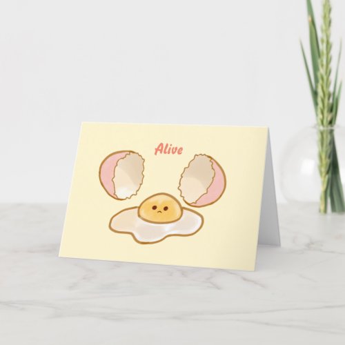 cute yellow hand_drawn fried egg with funny quotes thank you card