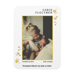Cute Yellow Hand-drawn Star Doodle Photo Magnet
