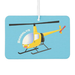 Cute yellow happy cartoon helicopter  air freshener