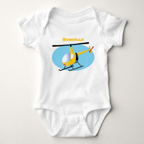 Cute yellow happy cartoon helicopter baby bodysuit