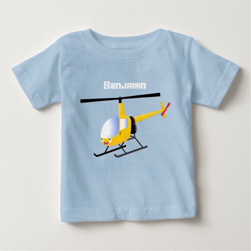 Cute yellow happy cartoon helicopter baby T_Shirt