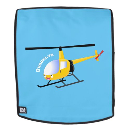 Cute yellow happy cartoon helicopter  backpack