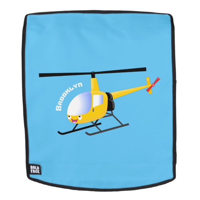 Cute yellow happy cartoon helicopter  backpack (Removable Face)