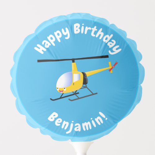 Cute yellow happy cartoon helicopter balloon