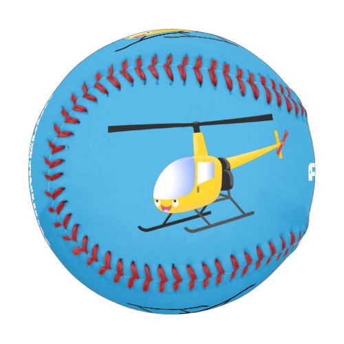 Cute yellow happy cartoon helicopter baseball