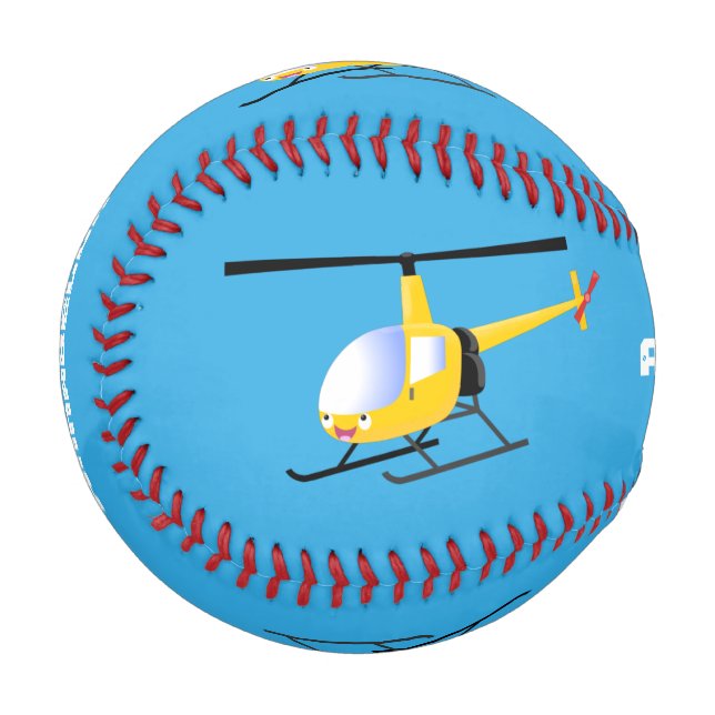 Cute yellow happy cartoon helicopter baseball (Front Left)