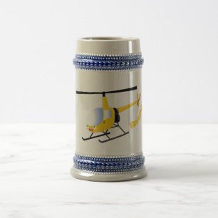 Cute yellow happy cartoon helicopter beer stein