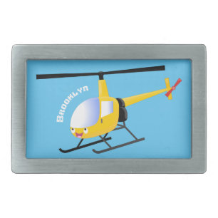 Cute yellow happy cartoon helicopter belt buckle