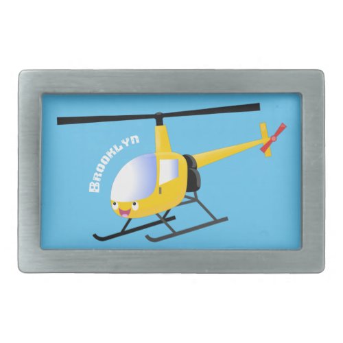 Cute yellow happy cartoon helicopter  belt buckle