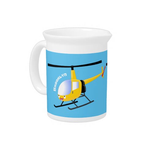 Cute yellow happy cartoon helicopter beverage pitcher