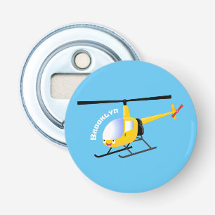 Cute yellow happy cartoon helicopter bottle opener