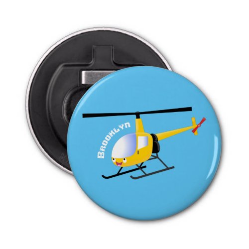 Cute yellow happy cartoon helicopter bottle opener