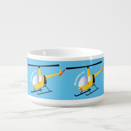 Cute yellow happy cartoon helicopter bowl