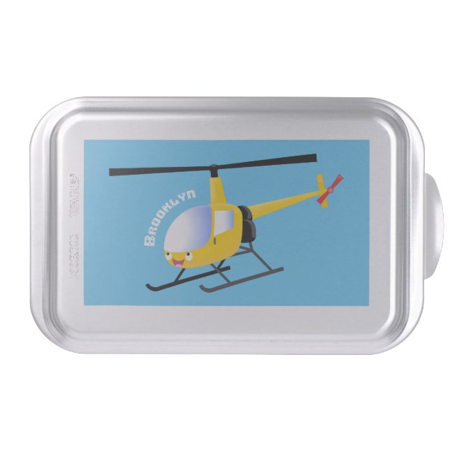 Cute yellow happy cartoon helicopter cake pan (Front)