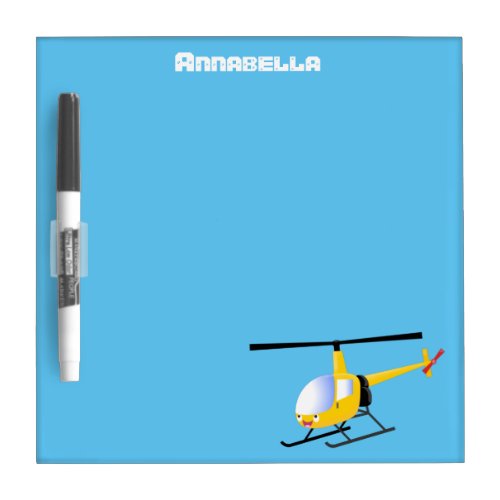 Cute yellow happy cartoon helicopter dry erase board