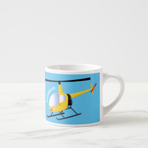 Cute yellow happy cartoon helicopter espresso cup