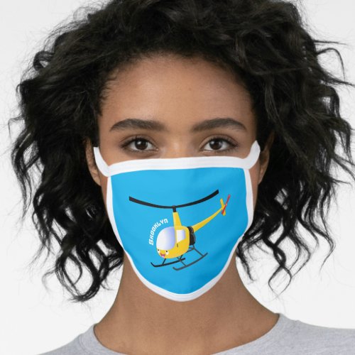 Cute yellow happy cartoon helicopter  face mask