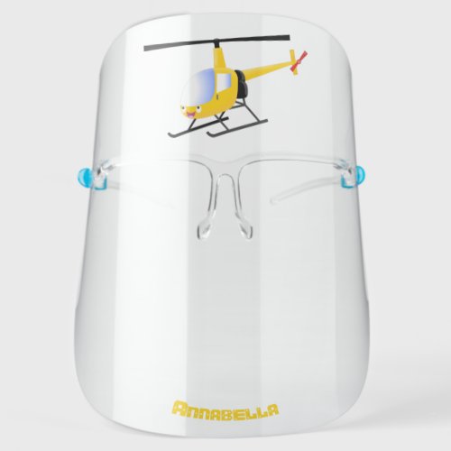 Cute yellow happy cartoon helicopter face shield