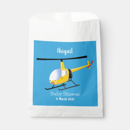 Cute yellow happy cartoon helicopter favor bag