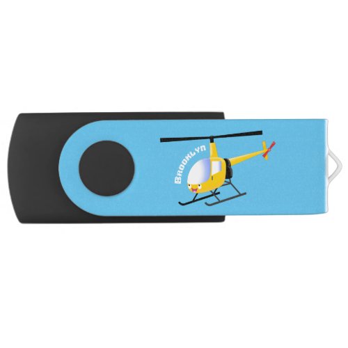 Cute yellow happy cartoon helicopter flash drive