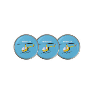 Cute yellow happy cartoon helicopter golf ball marker